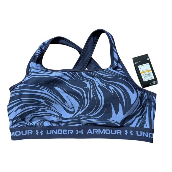 Under Armour Women's Plus Size Mid Crossback Print Sports Bra Purple Size 3X New - Picture 1 of 5